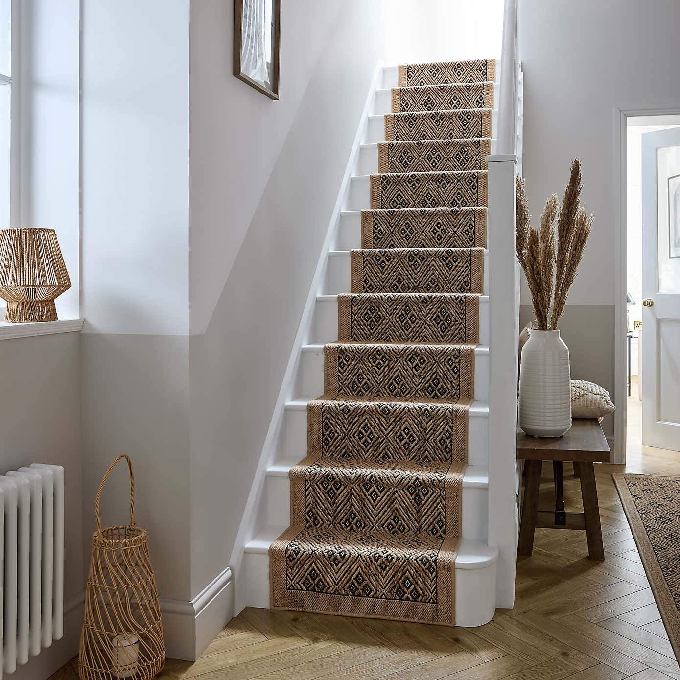 Mono Diamond Jute Stair Runner