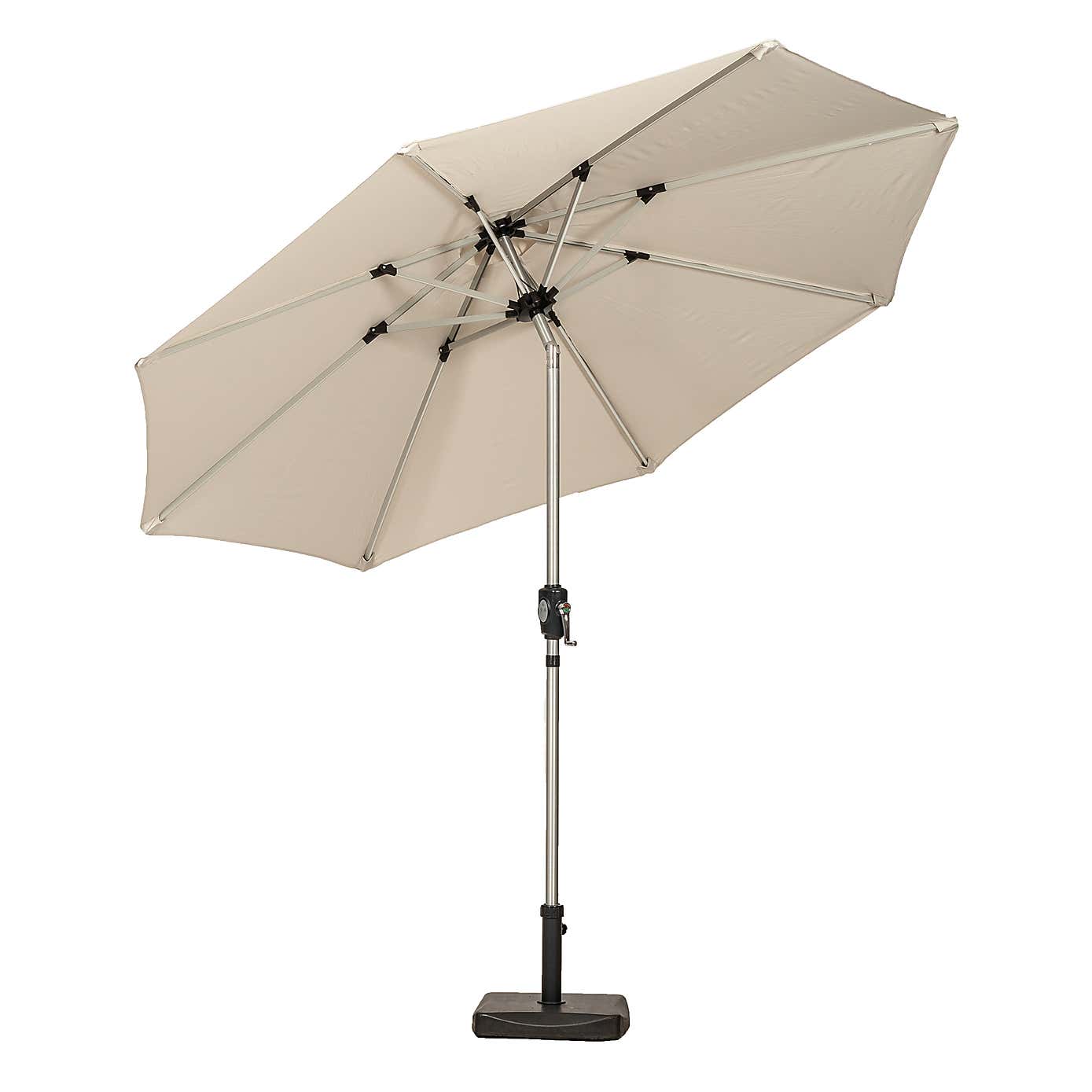 Aluminium 2.7m Crank and Tilt Parasol with LED Strip Lights