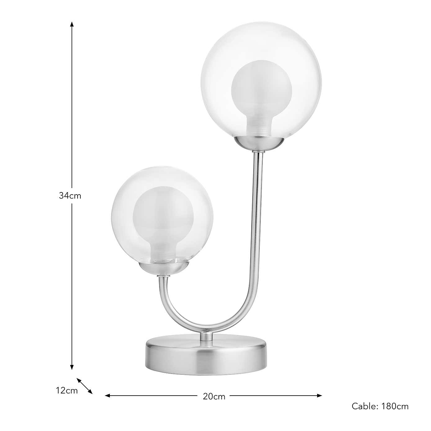 Eliza 2 Light Glass Table Lamp