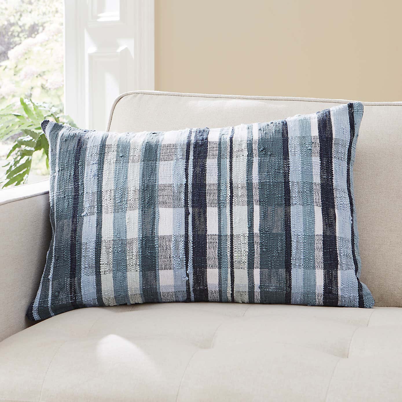 Woven Check Cushion Navy