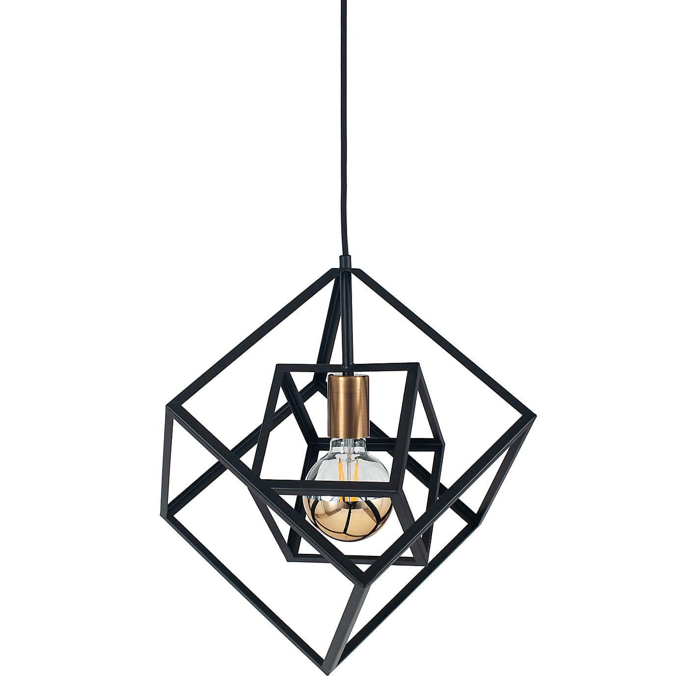 Alessio Matt Black Metal Cube Pendant Light