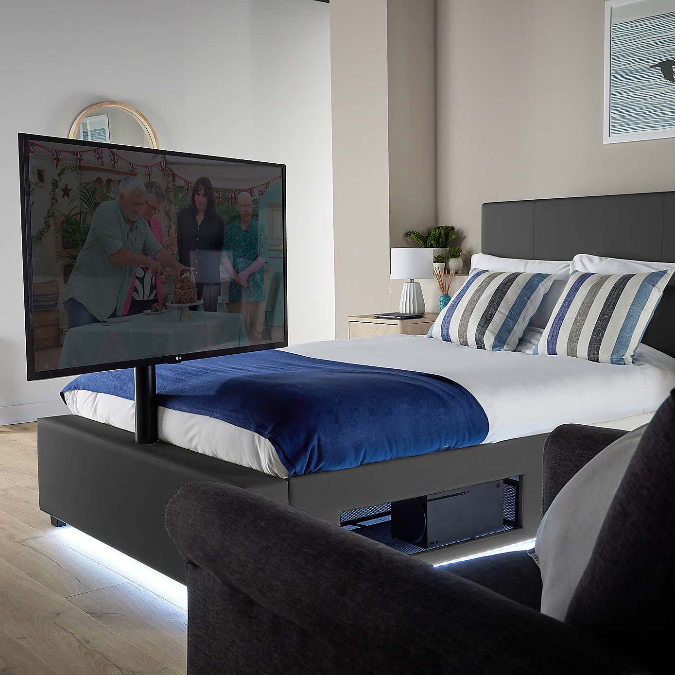 X Rocker Living Ava TV Bed with LED Lights and TV Mount