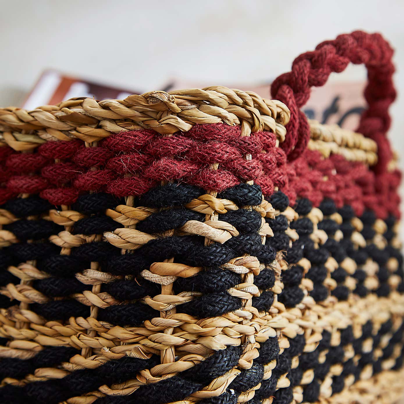 Seagrass Rectangle Storage Basket Red