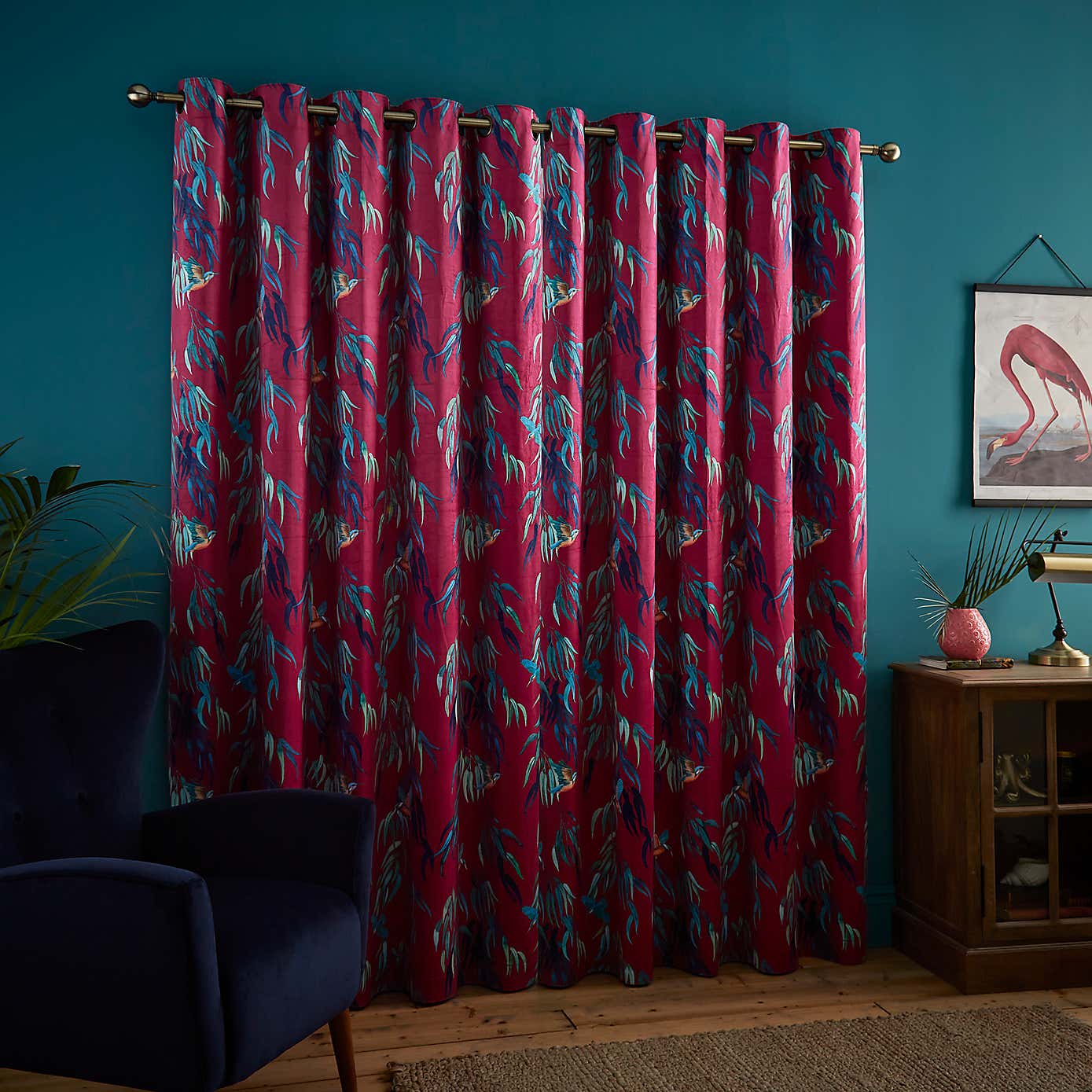 Natural History Museum Kingfisher Eyelet Curtains