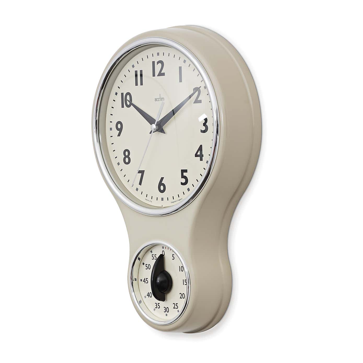 Acctim Kitchen Time Retro Wall Clock Timer Quartz 20cm