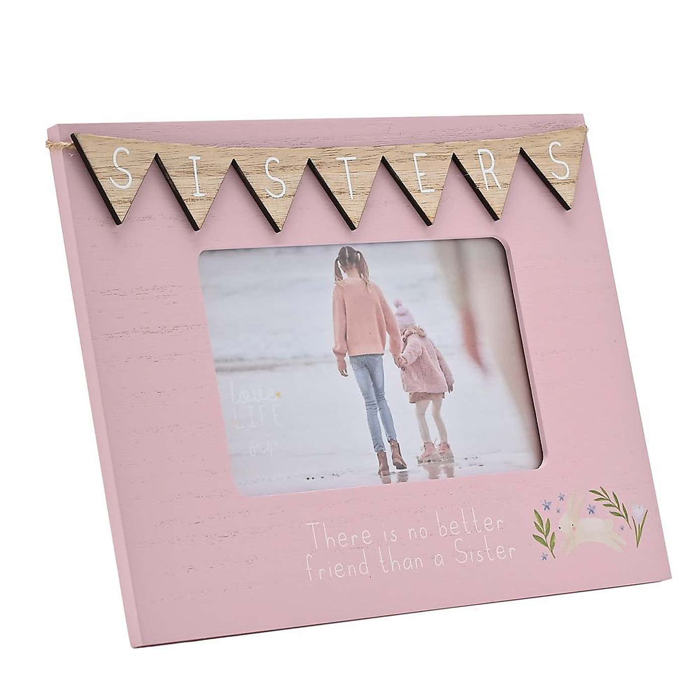 Sisters Pink Bunting Photo Frame