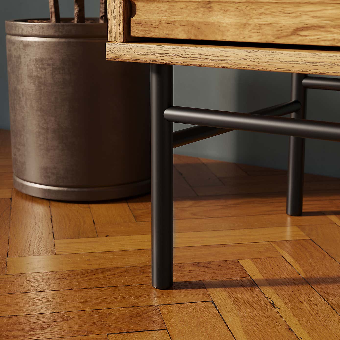 Bryant Wide 2 Drawer Bedside Table, Mango Wood Effect