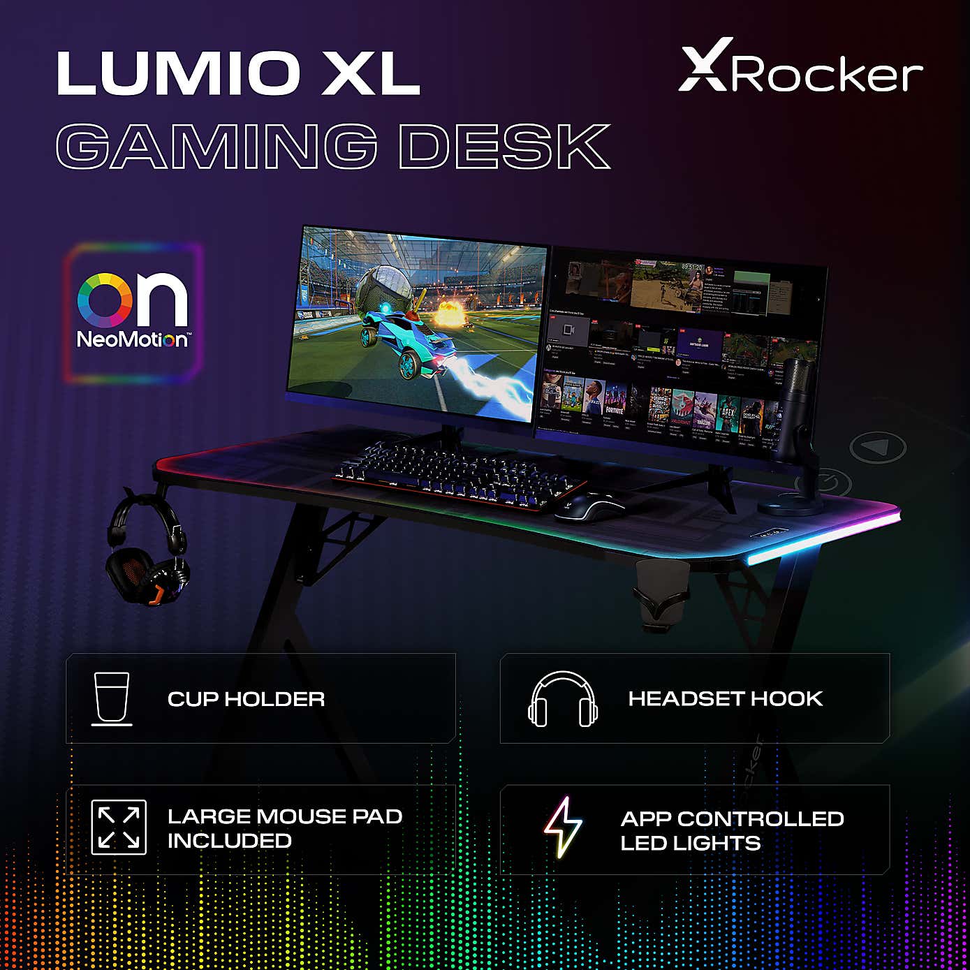 X Rocker Lumio XL LED Gaming Desk