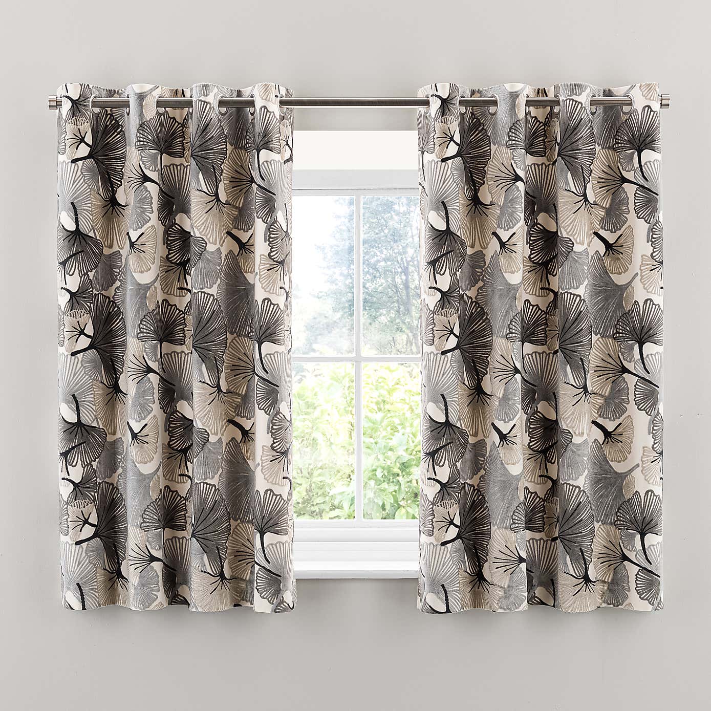Gingko Cut Velvet Eyelet Curtains