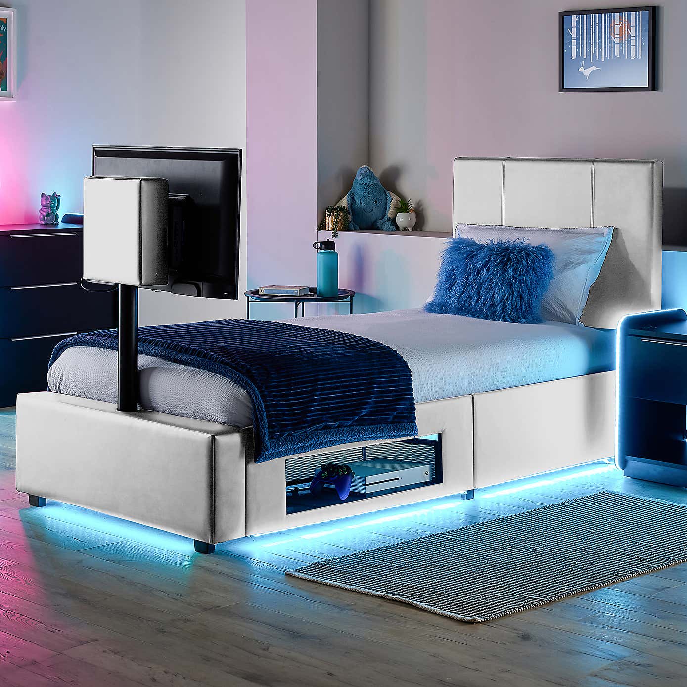 X Rocker Living Ava TV Bed with LED Lights and TV Mount
