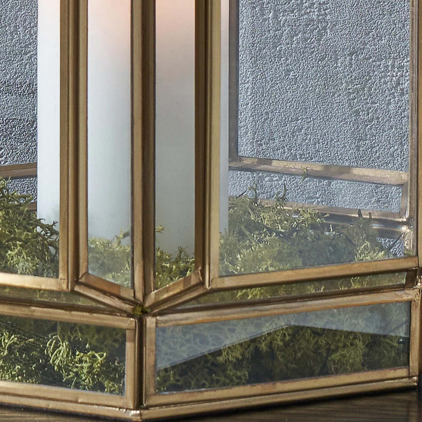 Brass Wide Hexagon Lantern