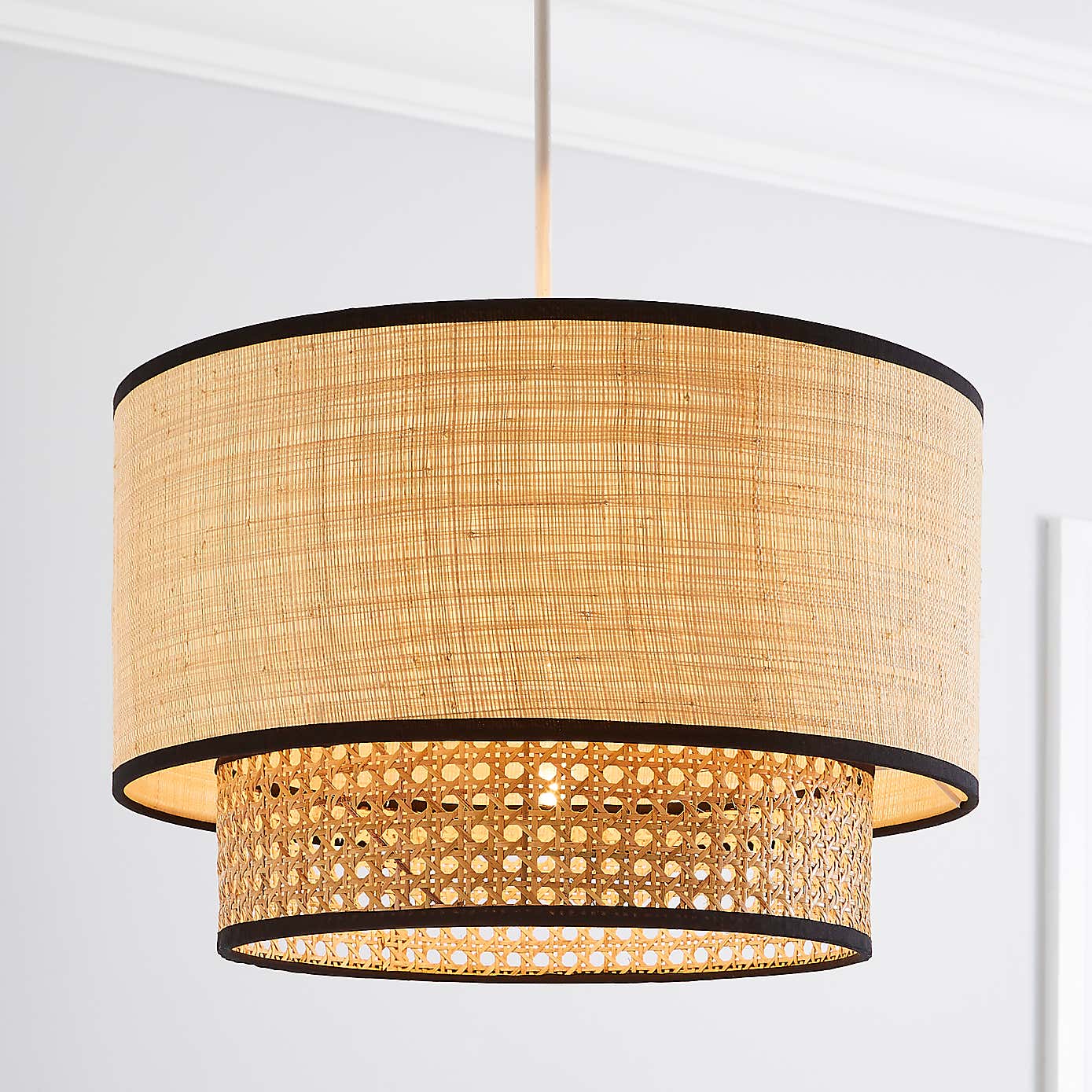 Malika Cane 2 Tier Easy Fit Pendant Shade