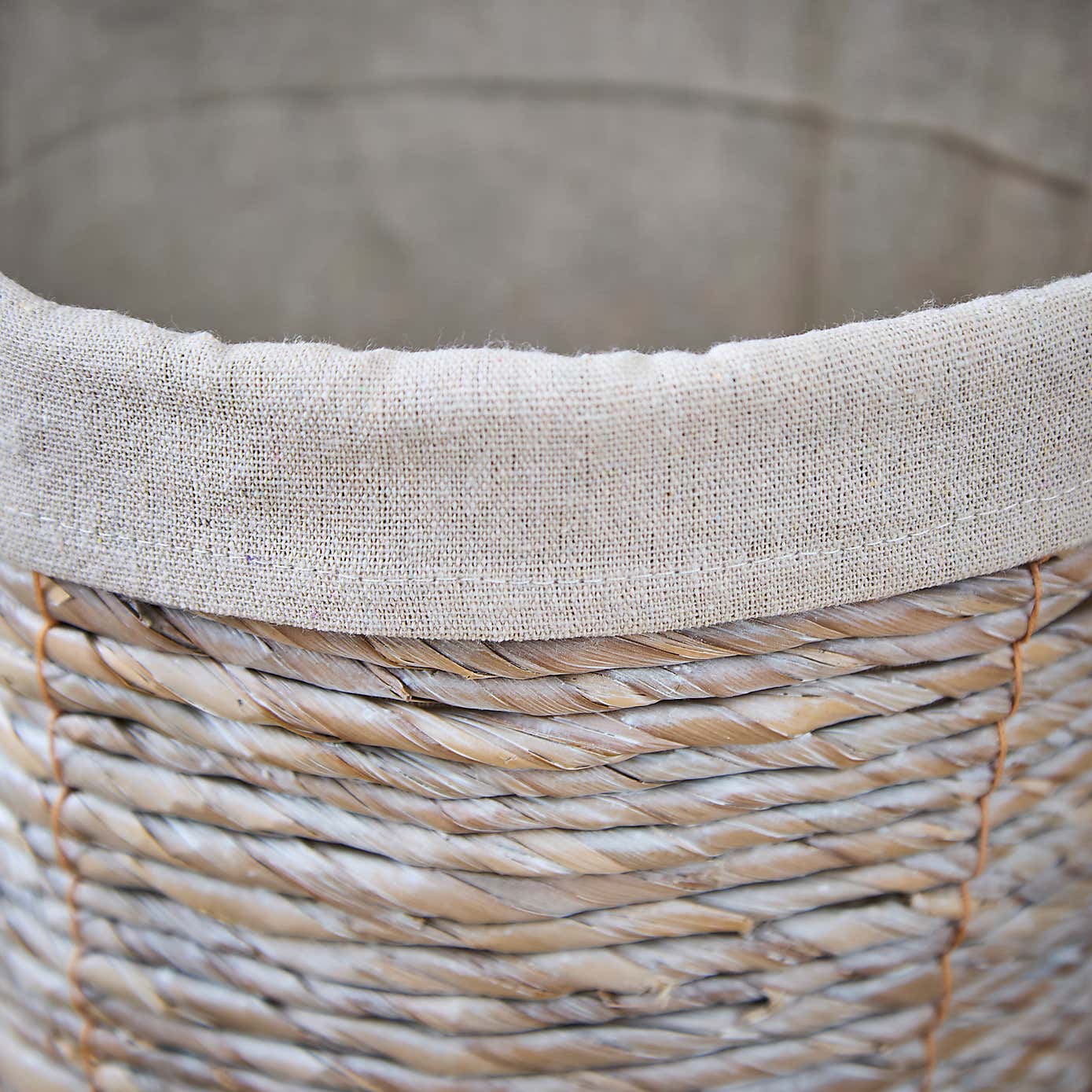Whitewashed Wicker Bin