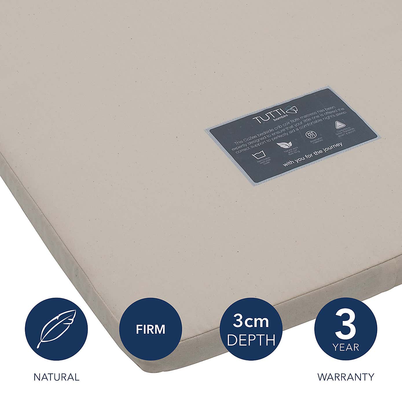 Tutti Bambini CoZee Natural Bedside Coir Fibre Crib Mattress