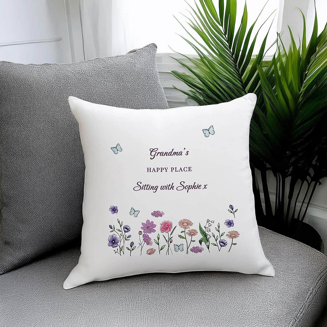 Personalised Wild Flowers Square Cushion