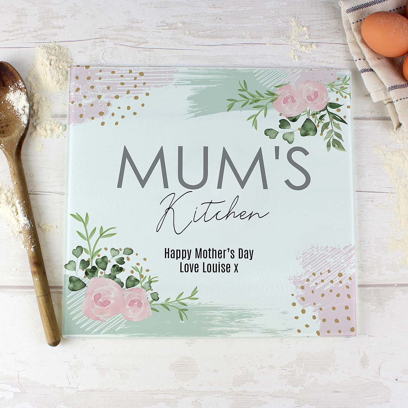 Personalised Abstract Glass Worktop Saver