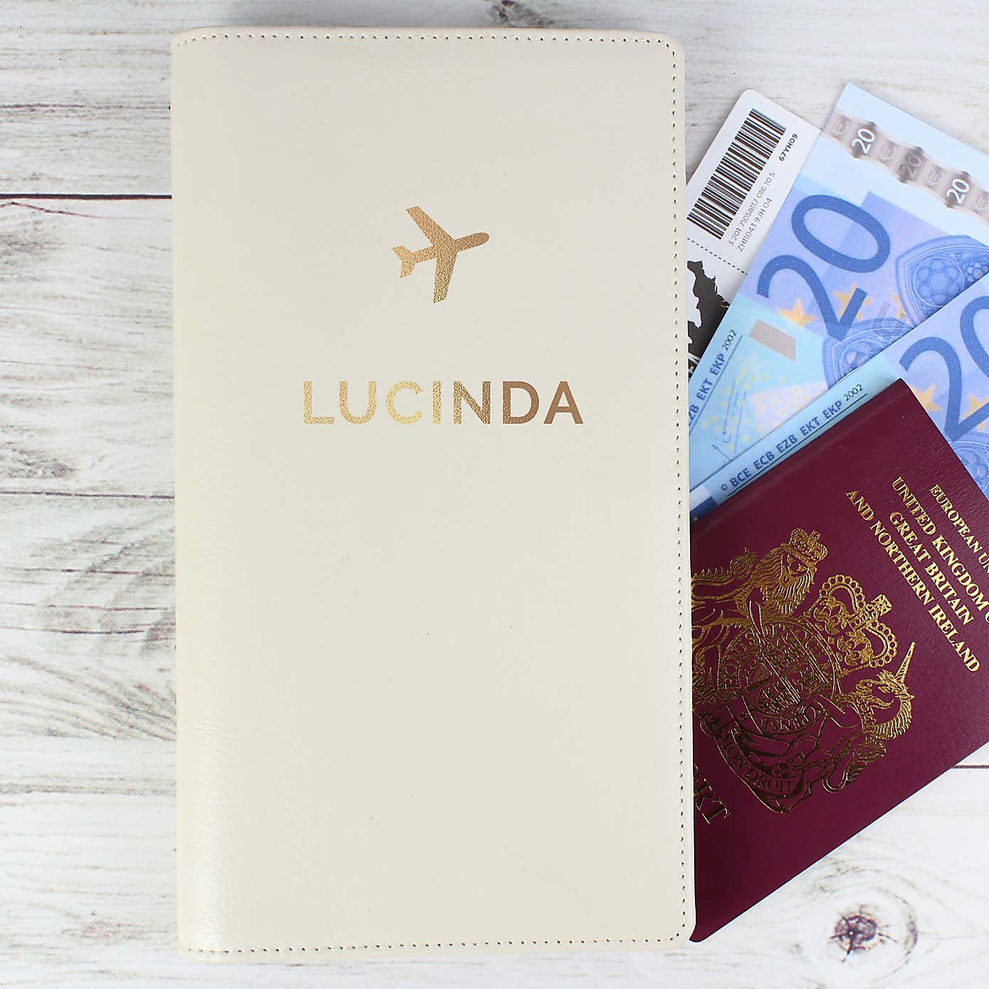 Personalised Gold Name Travel Document Holder