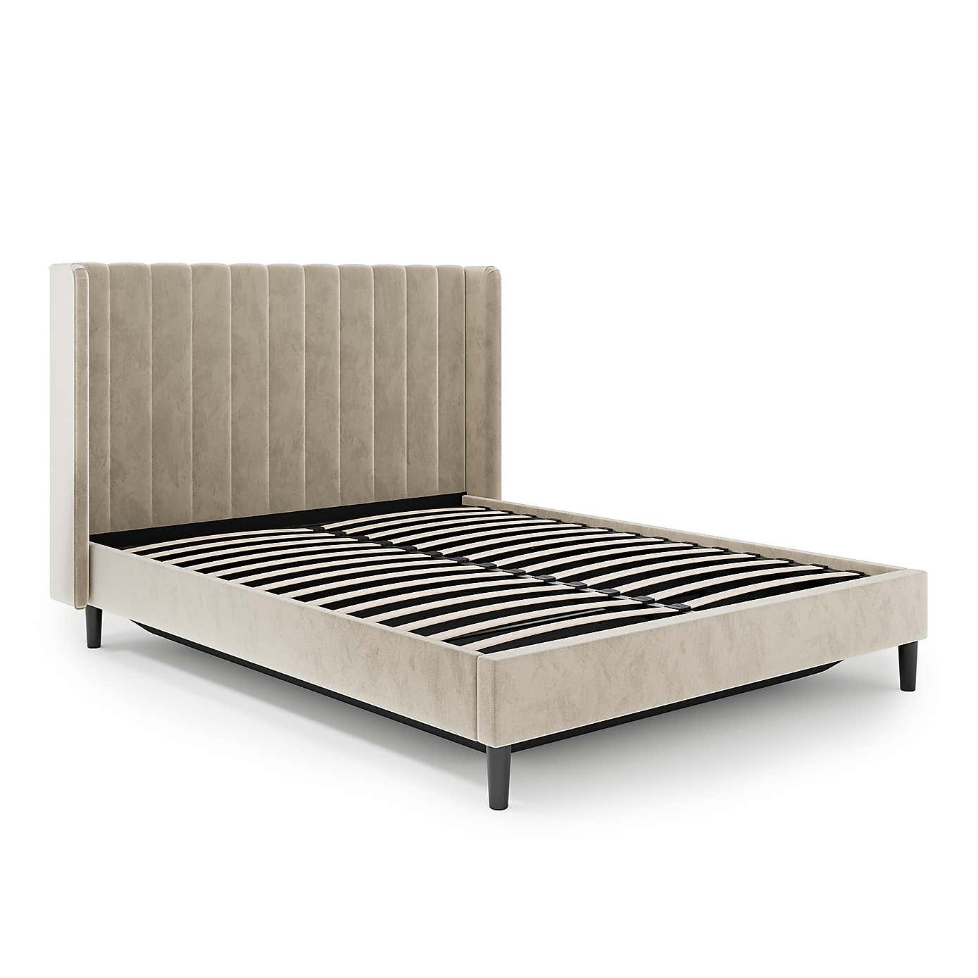 Alara Pleated Velvet Ottoman Bed