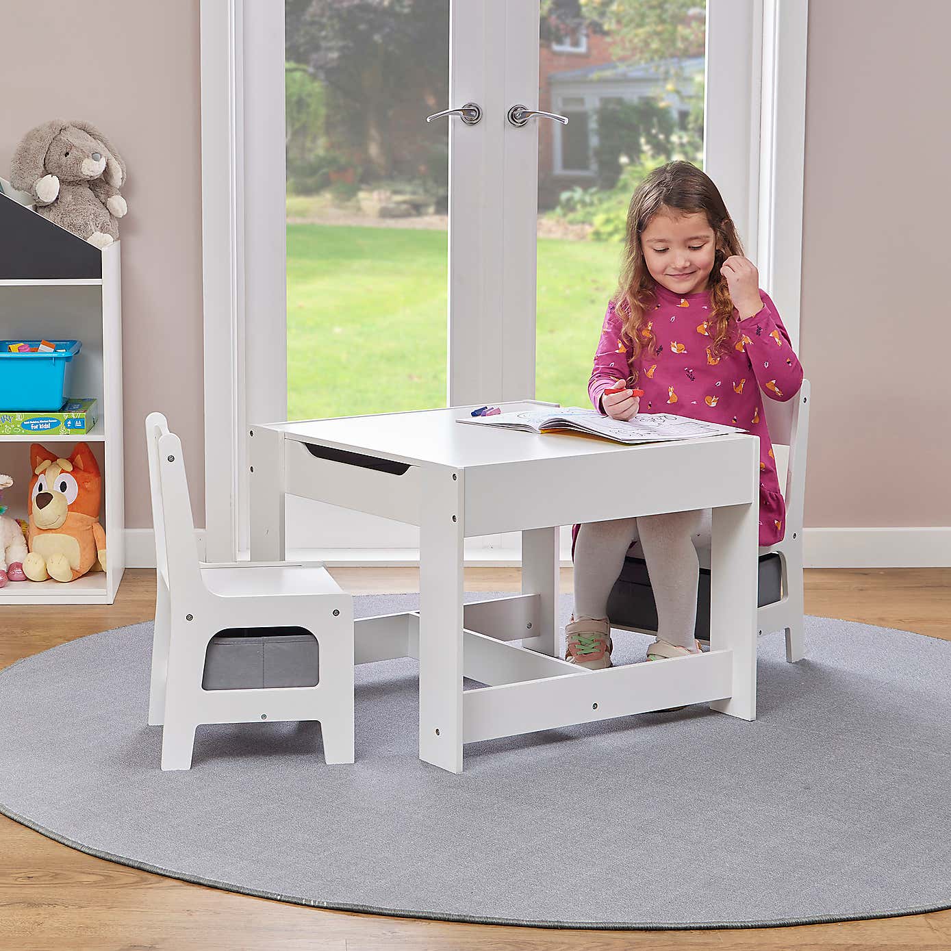 Liberty House Kids Wooden Activity Table Set With Two Storage Boxes