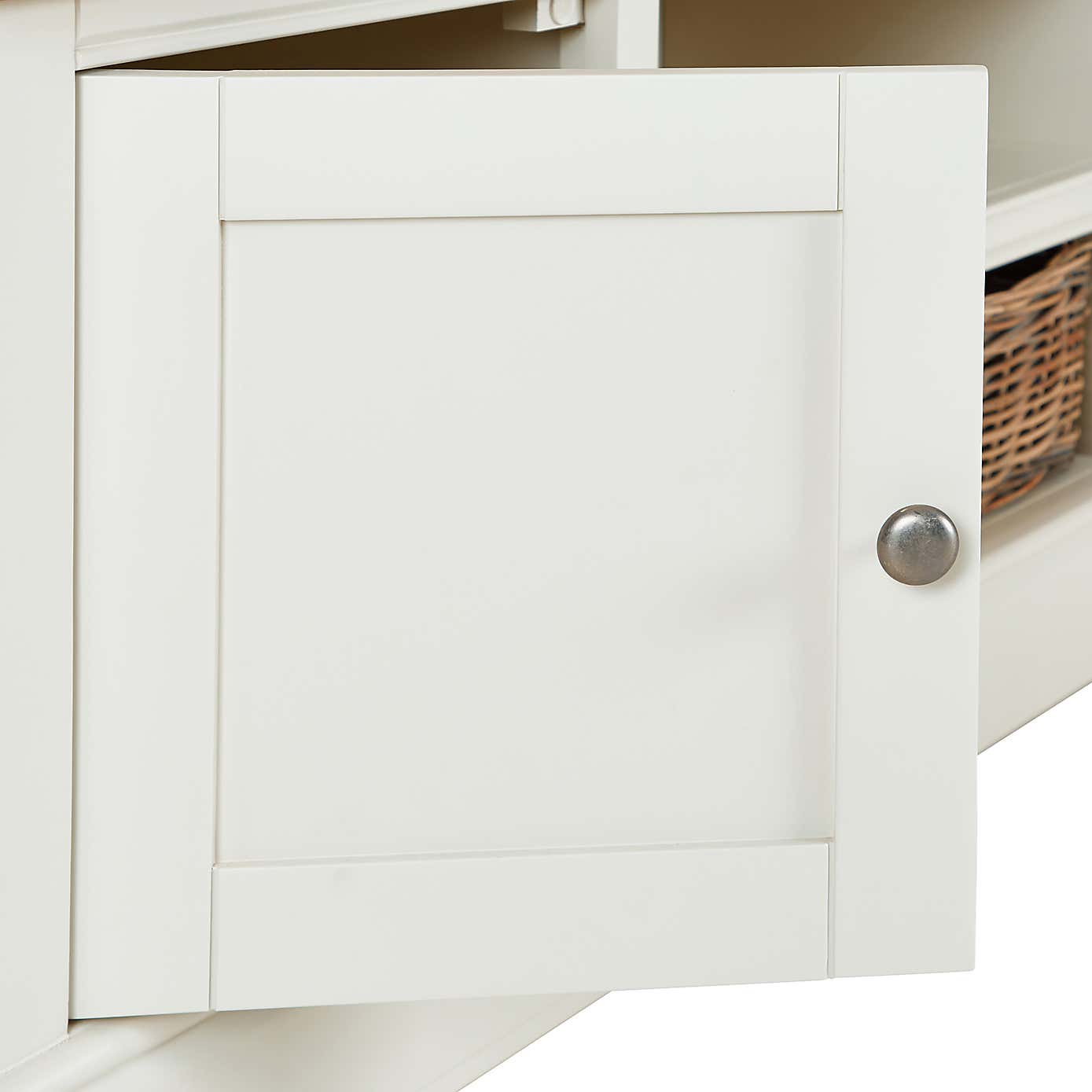 Compton Ivory Wide TV Stand with Baskets