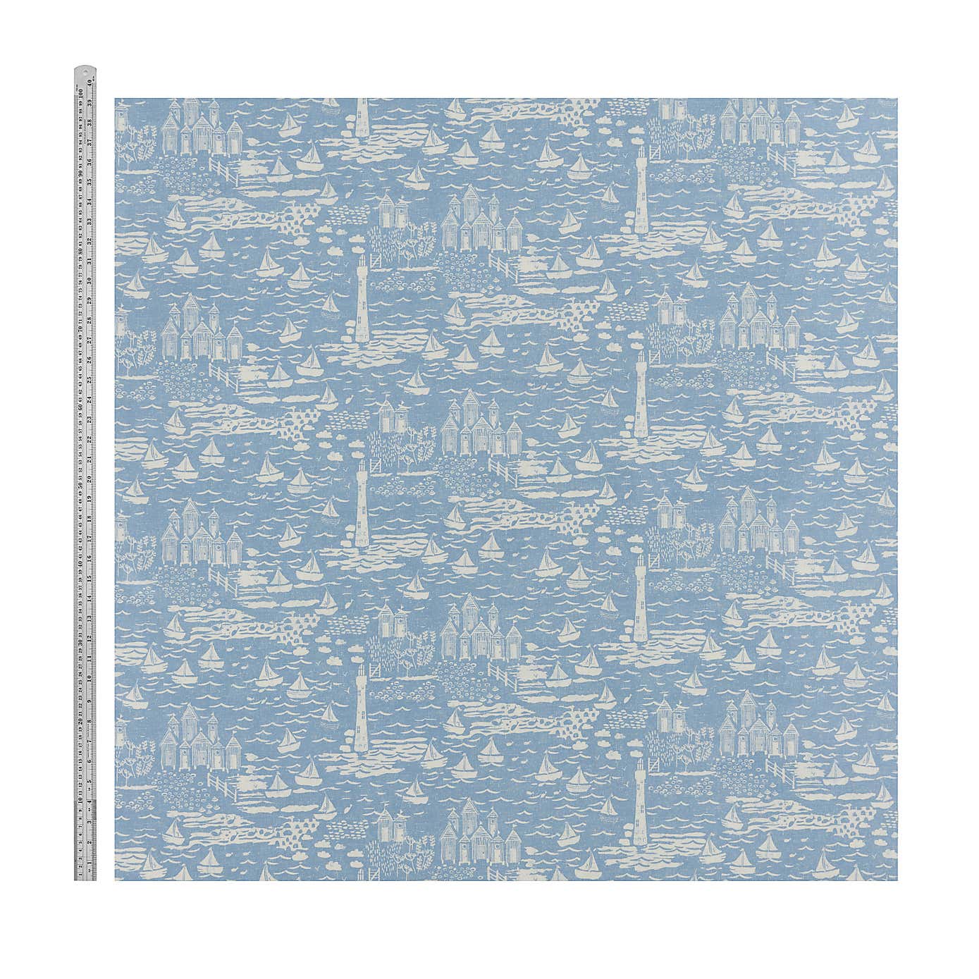 By the Metre Seaside Town PVC Ashley Blue