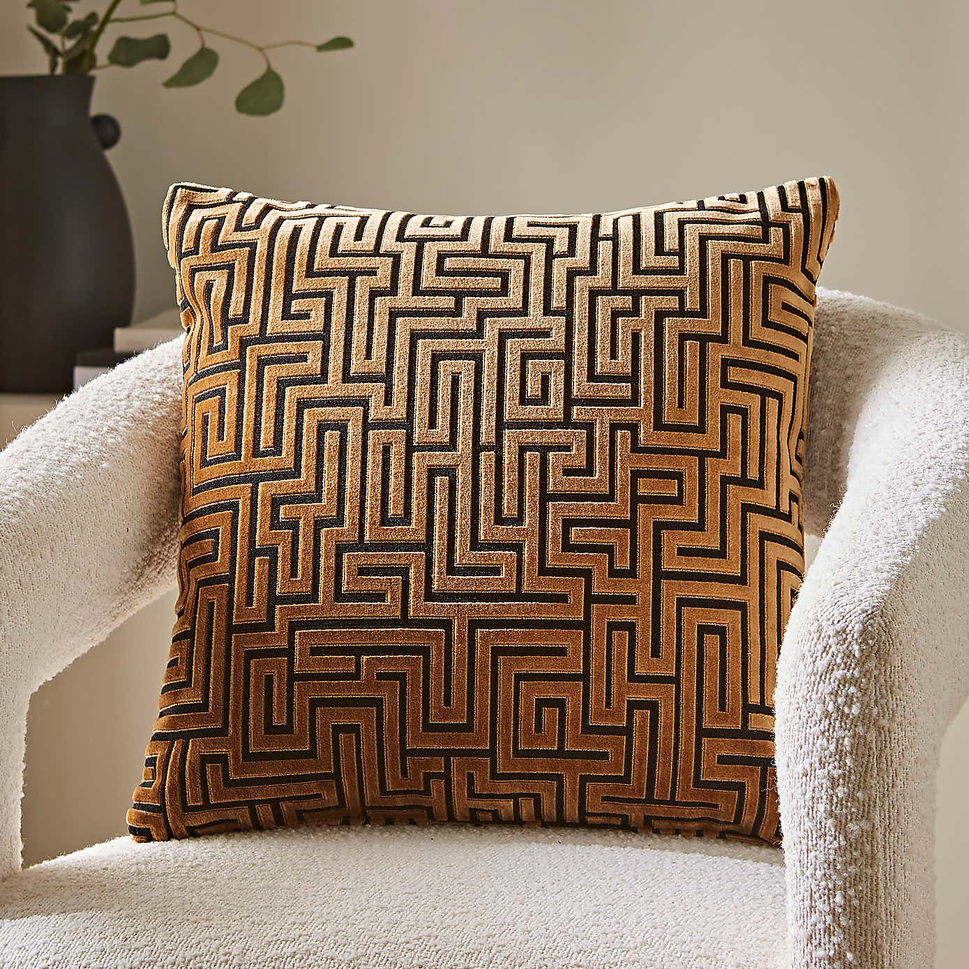Greek Key Cut Square Cushion