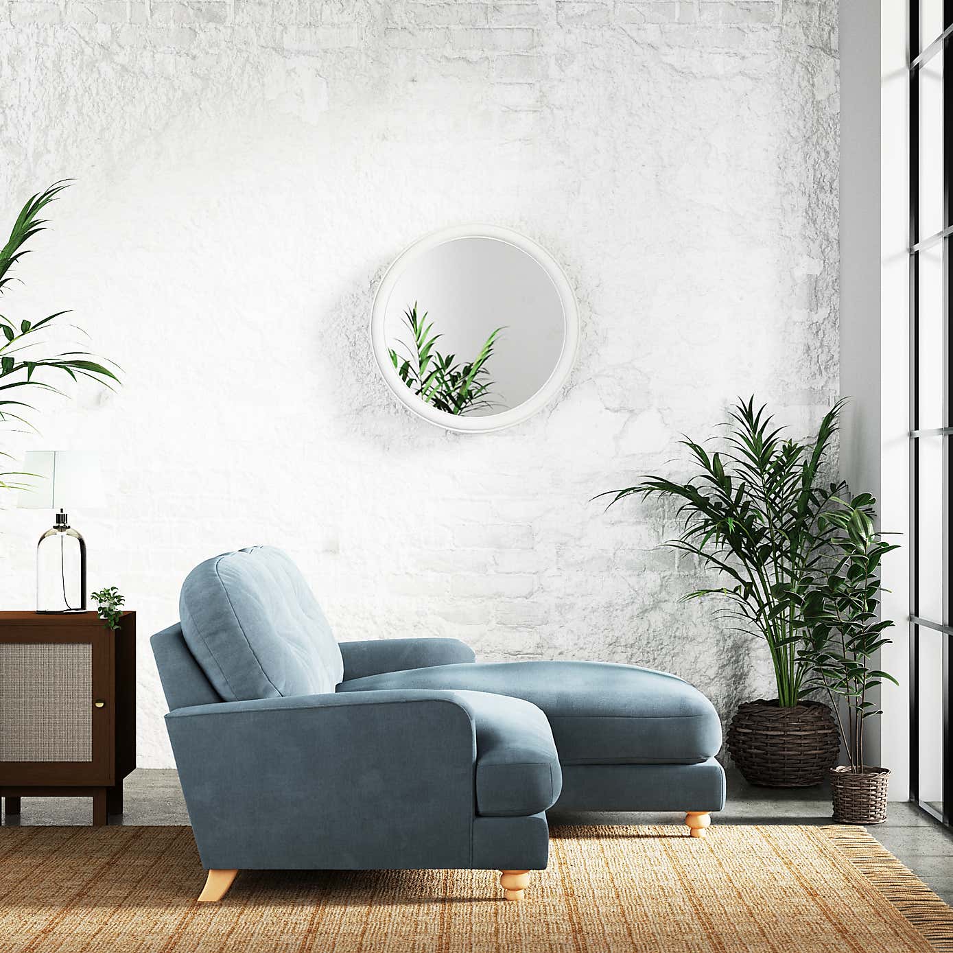 Martha Vintage Chenille Corner Chaise Sofa