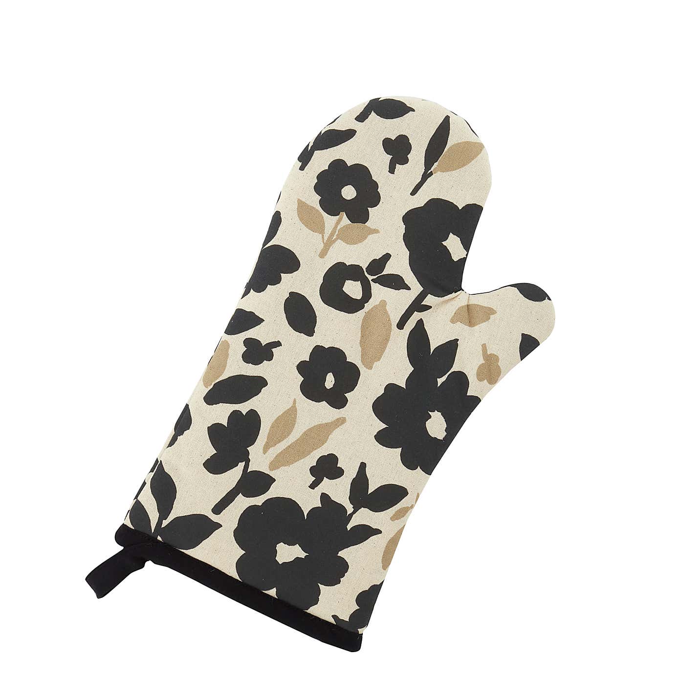 Floral Monochrome Cotton Single Oven Glove