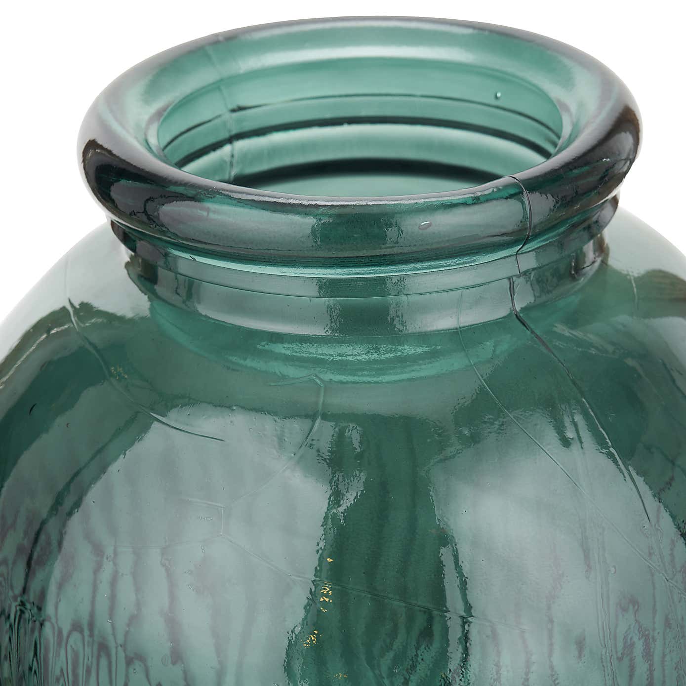 Tall Ribbed Recycled Glass Vase