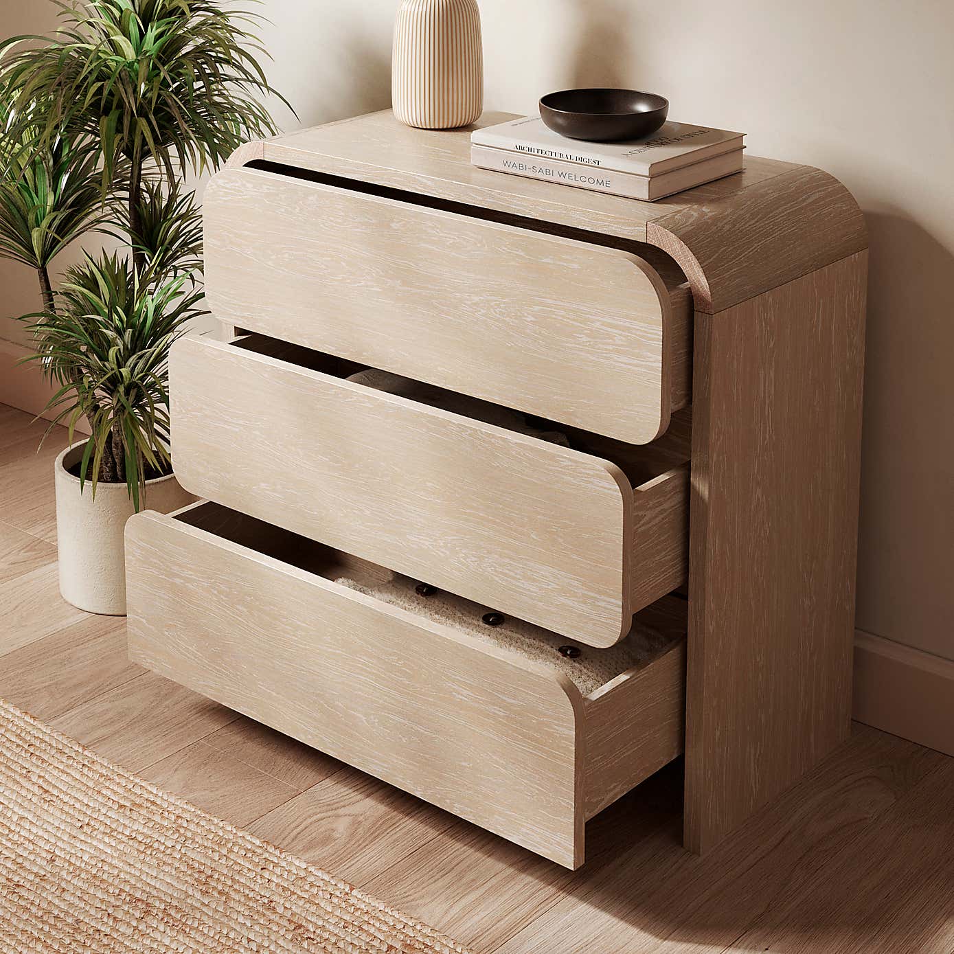Bennett 3 Drawer Chest, Light Oak