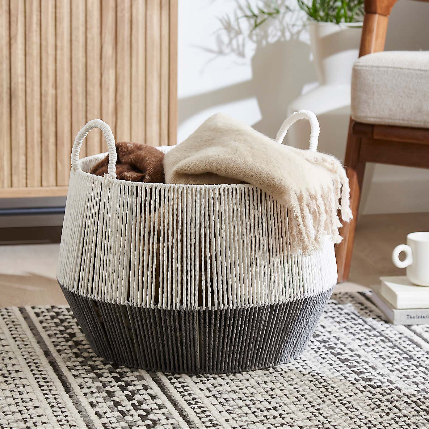 Block Colour Hand Knitted Storage Basket