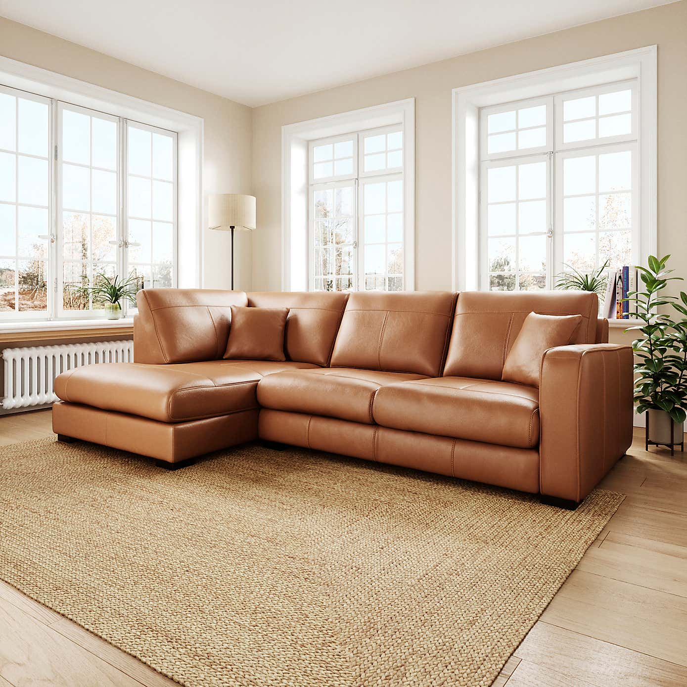 Carson Classic Leather Large Corner Chaise Sofa