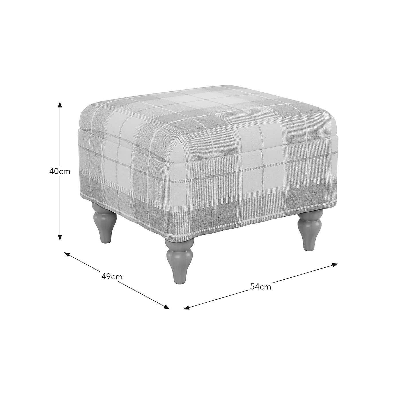 Oswald Check Footstool, Natural Grey