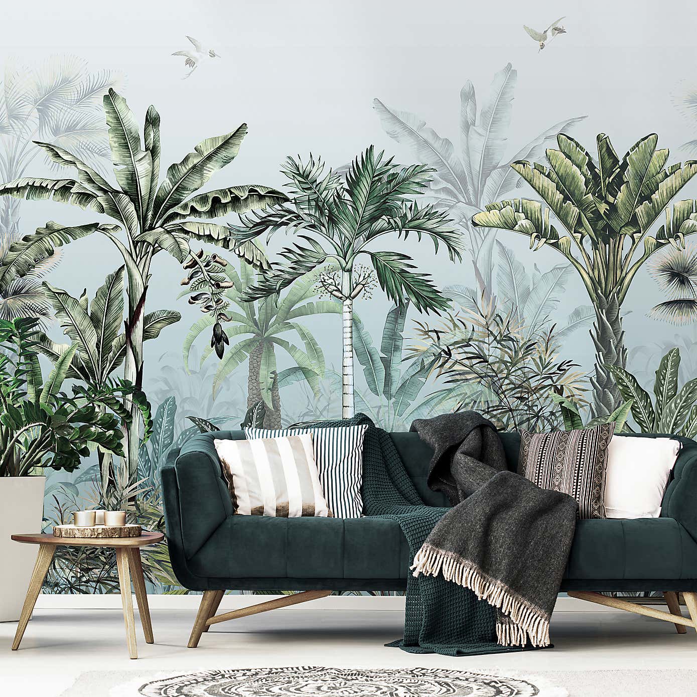 Tropical Oasis Sage Green Mural