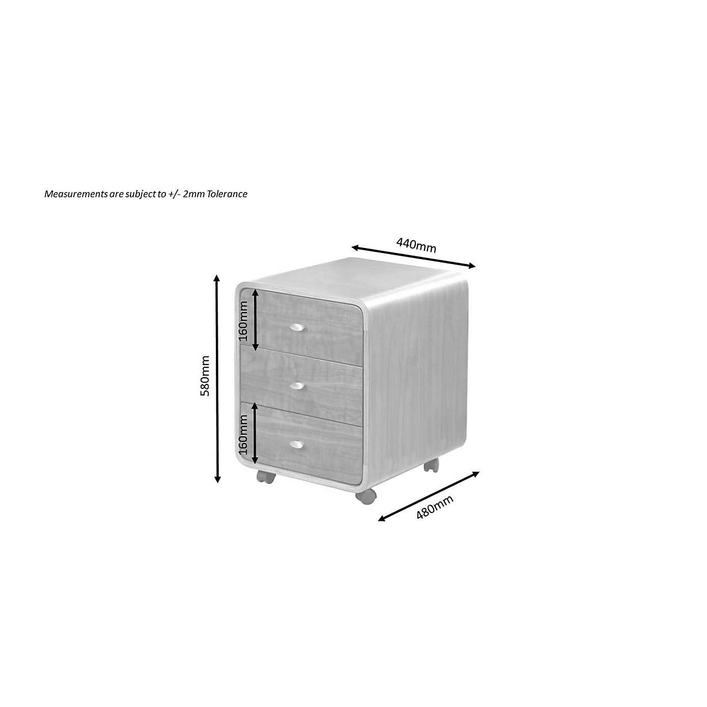 Helsinki 3 Drawer Filing Cabinet