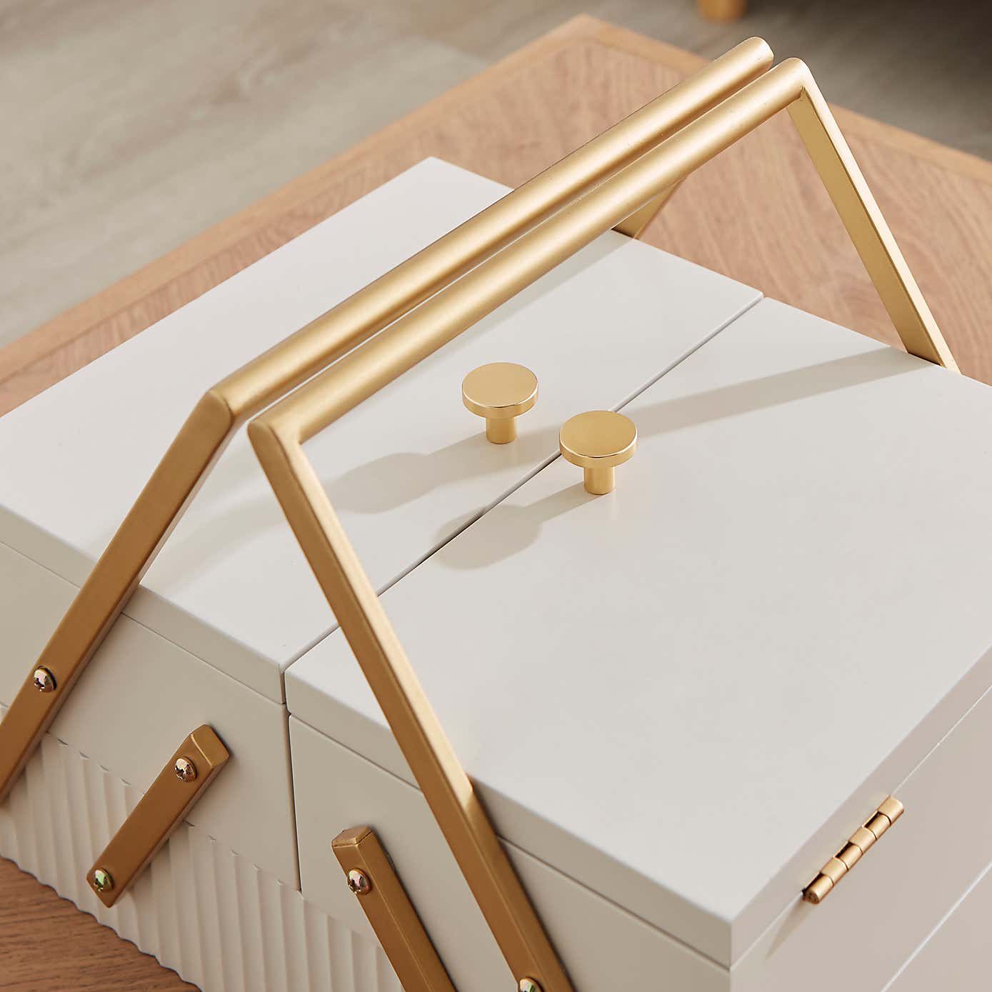 Georgi Cantilever Stone Grey Sewing Box