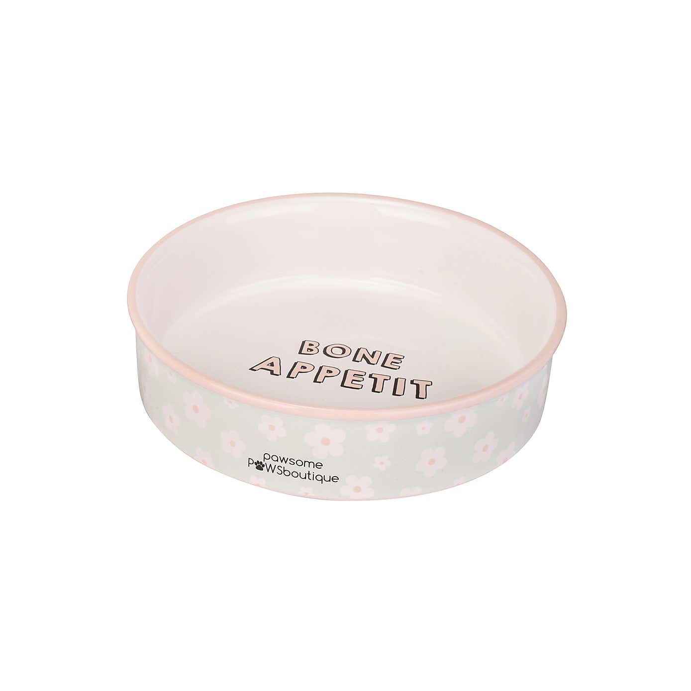 Set of 2 Flowers Ceramic Pet Bowls