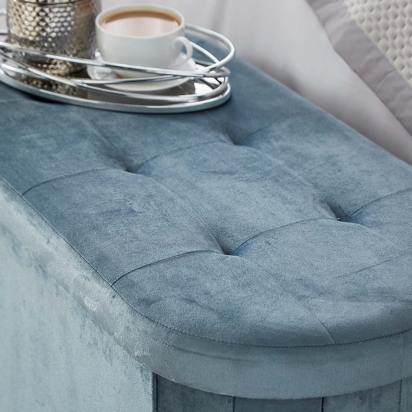 Velvet Lozenge Ottoman
