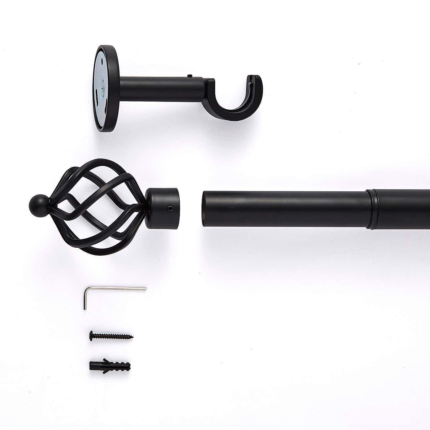 Caged Ball Extendable Metal Eyelet Curtain Pole