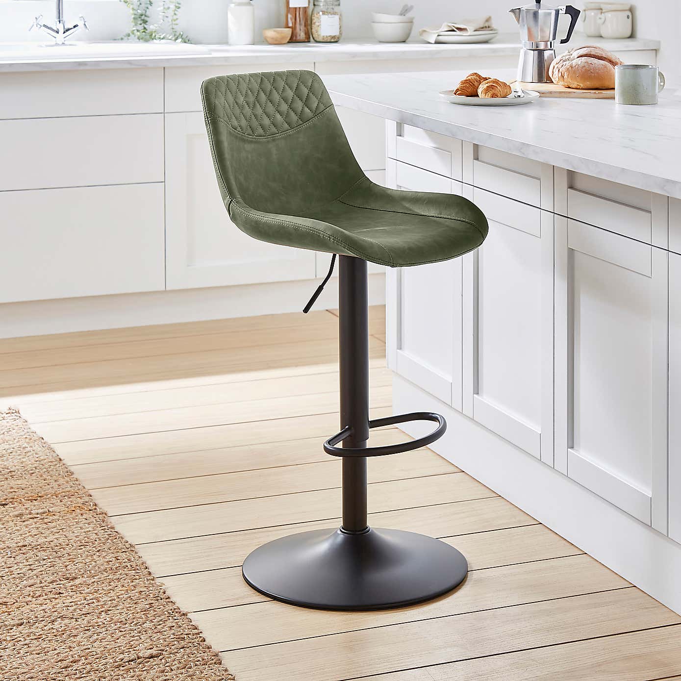 Walden Height Adjustable Bar Stool, Faux Leather