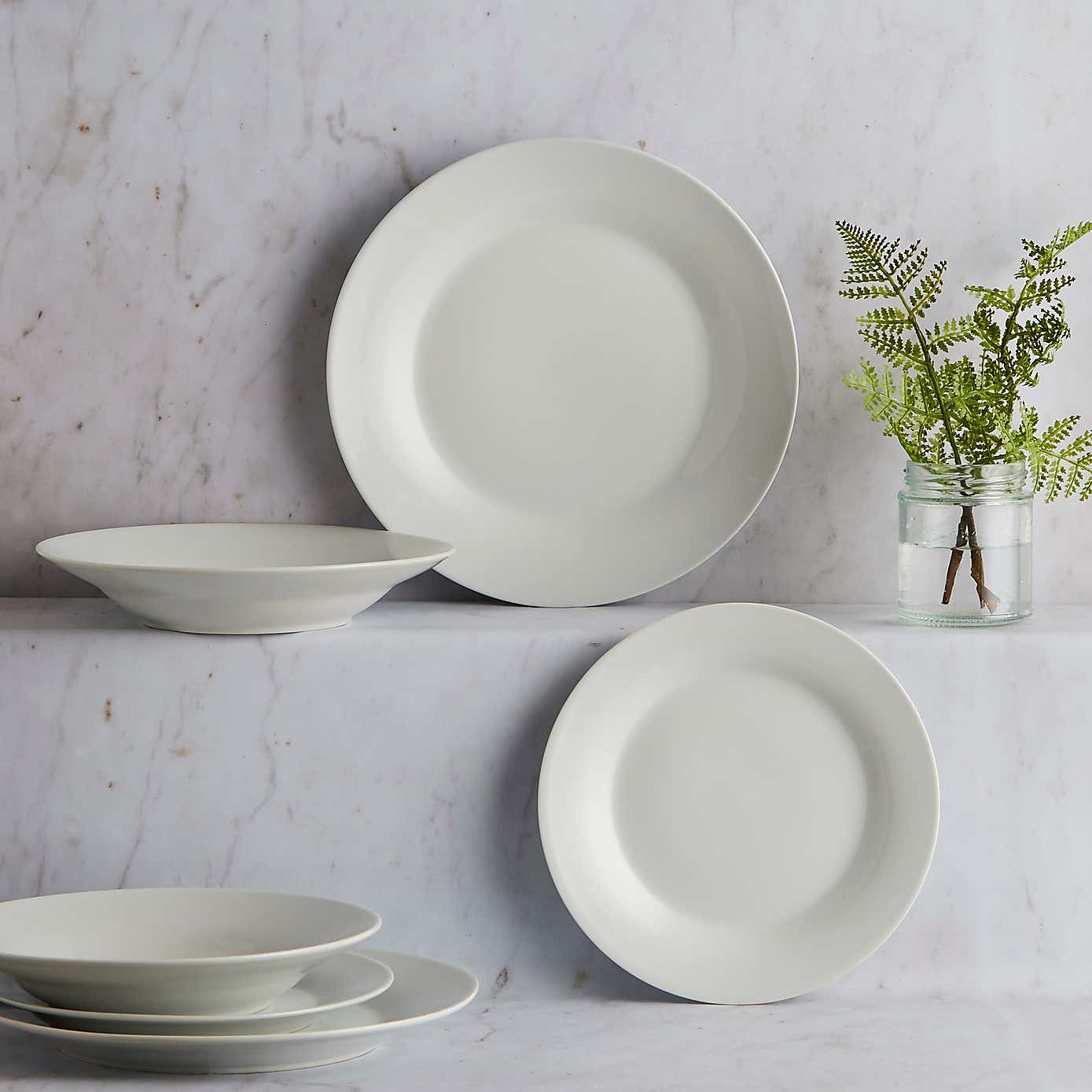 White Rim 12 Piece Dinner Set