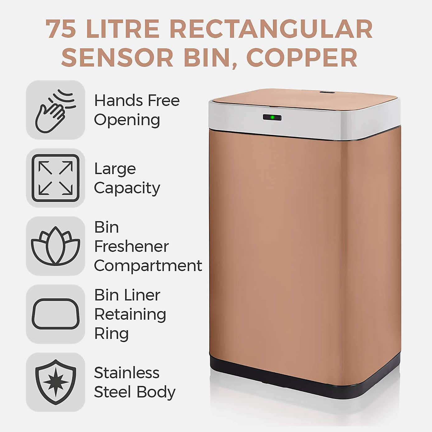 Tower 75L Rectangular Sensor Bin