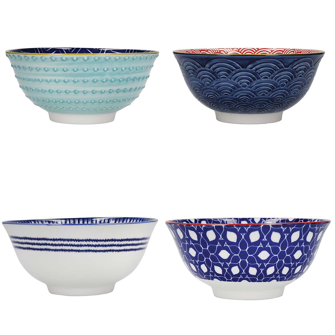 Kitchencraft Set of 4 Blue Ceramic Serving Bowls