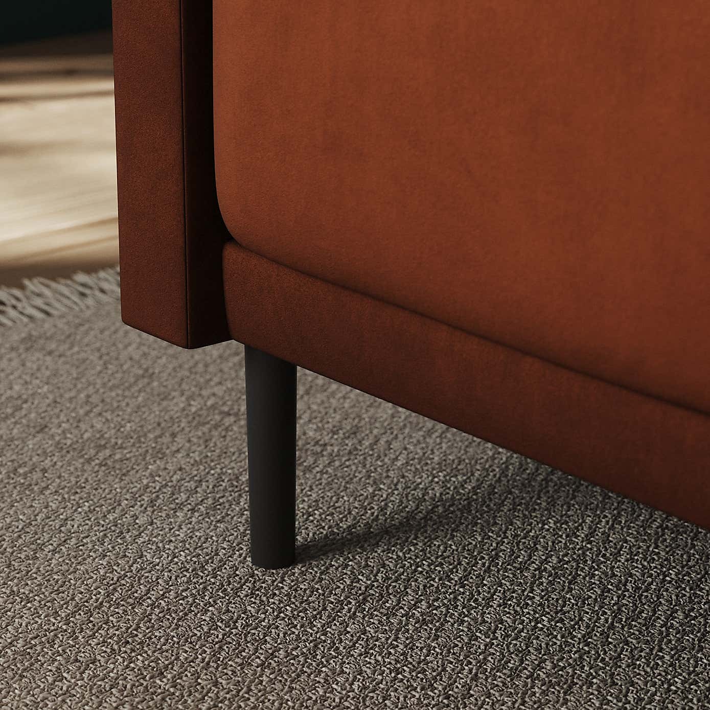 Amali Corner Dining Bench, Matte Plush Velvet