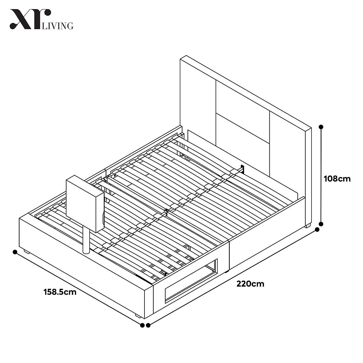 X Rocker Living Ava TV Bed with LED Lights and TV Mount