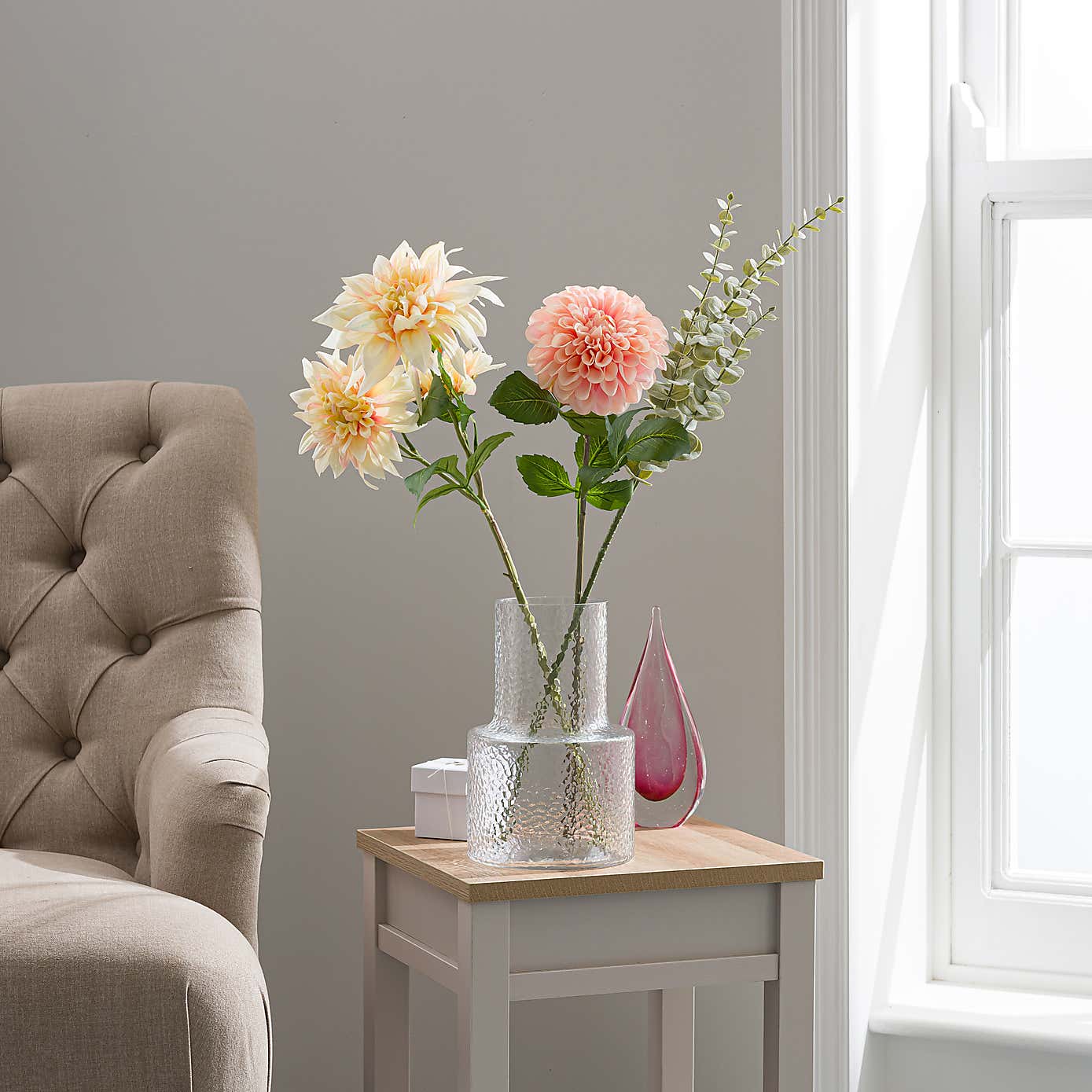 Artificial Peach Dahlia Letterbox Bouquet