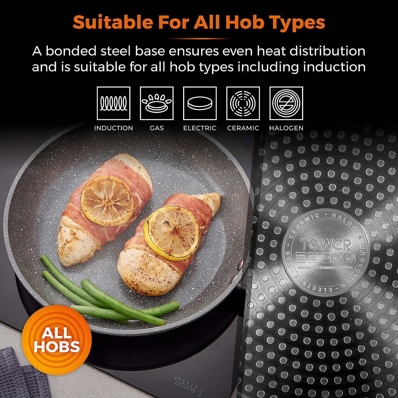 Tower Cerastone Non-Stick Forged Aluminium 2 Piece Frying Pan Set