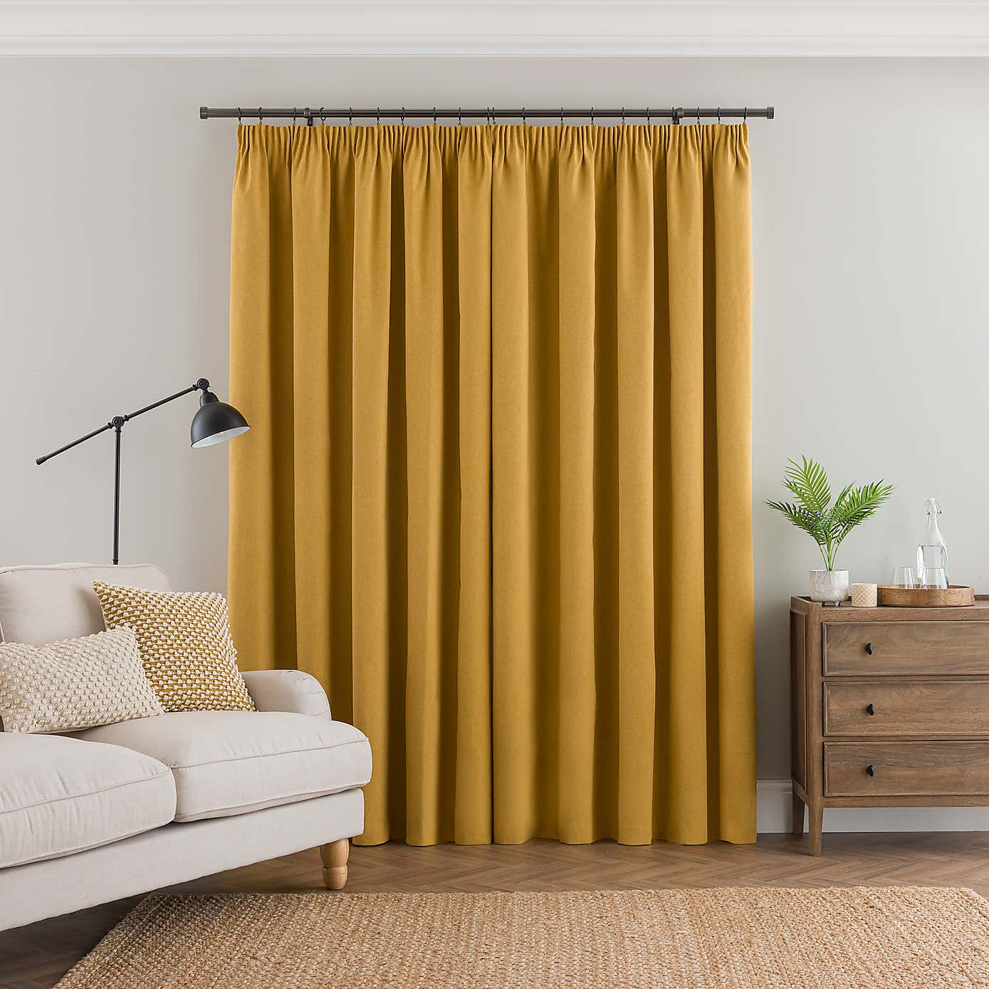 Luna Brushed Blackout Pencil Pleat Curtains