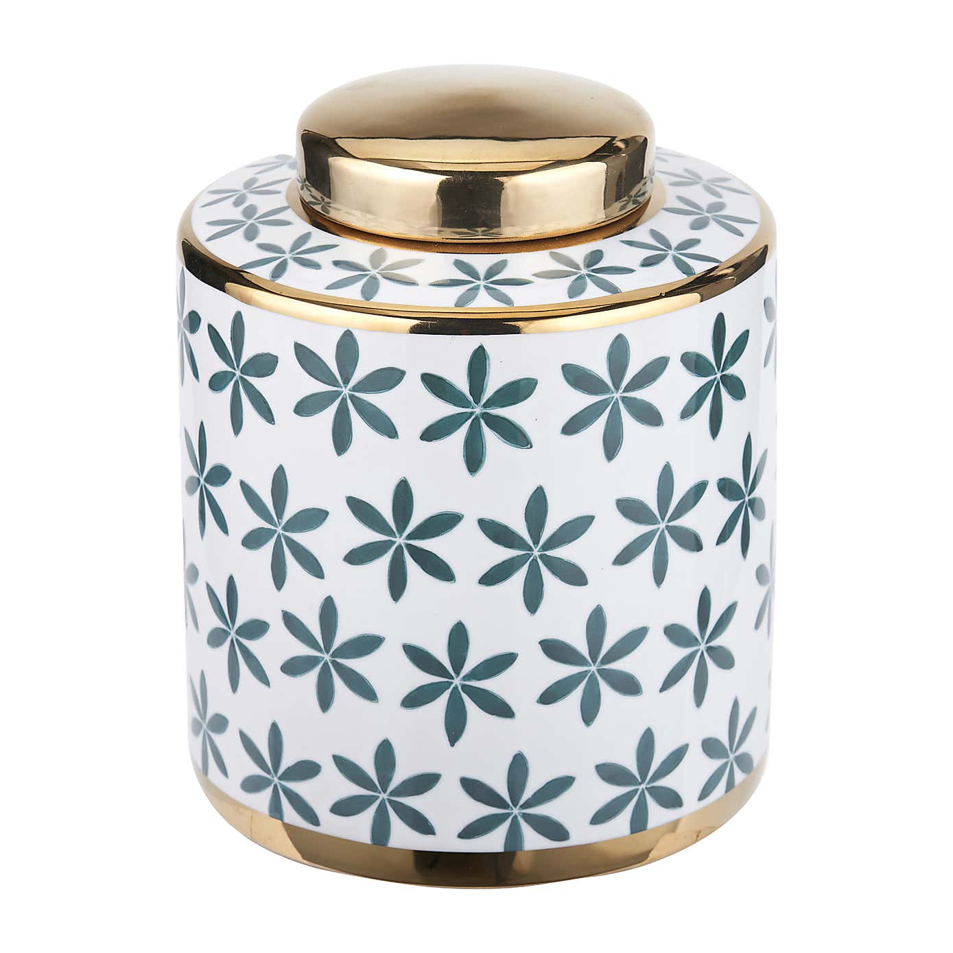 Thea Gold Leaf Ceramic Ginger Jar