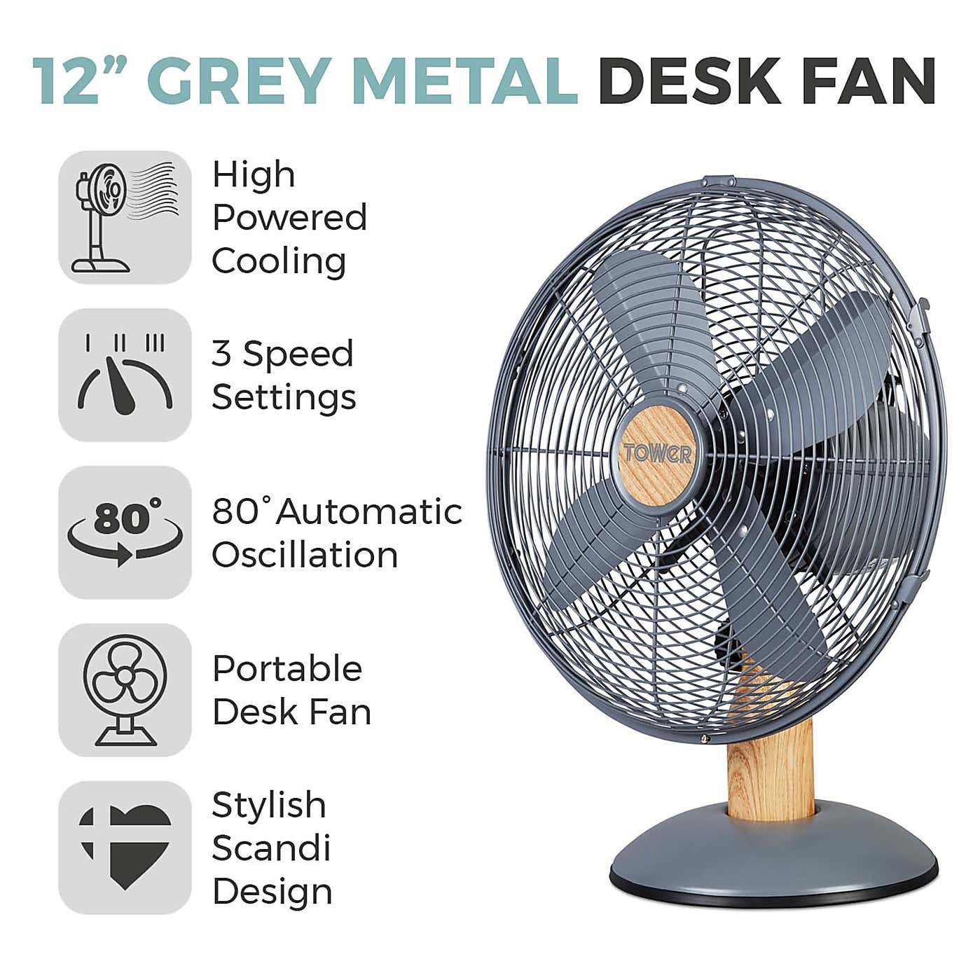 Tower Scandi 12" Desk Fan